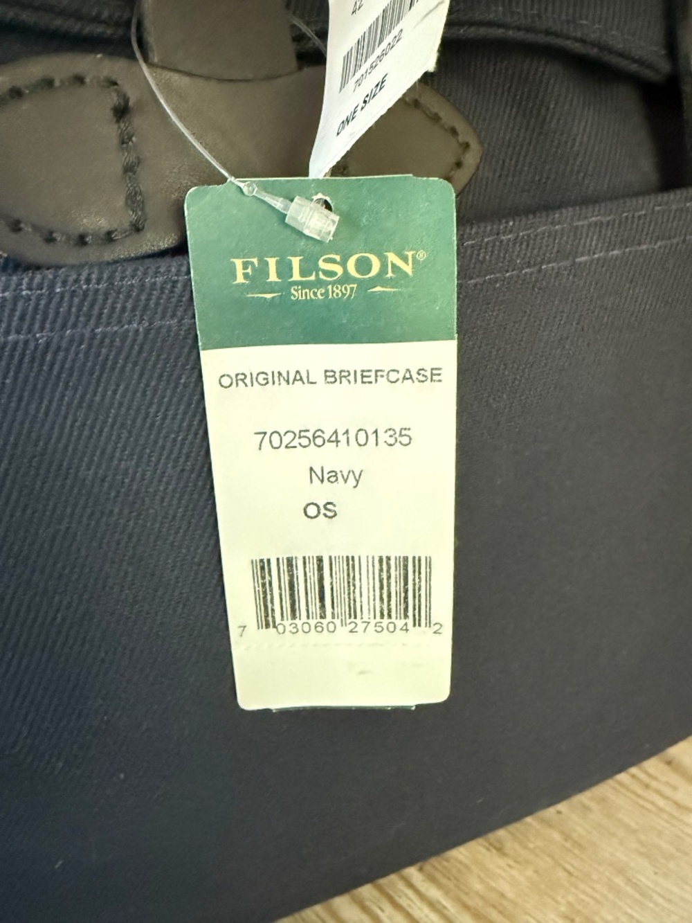 FILSON NWT Navy Blue Original Briefcase with Brown Leather Trim - Picture 9 of 11